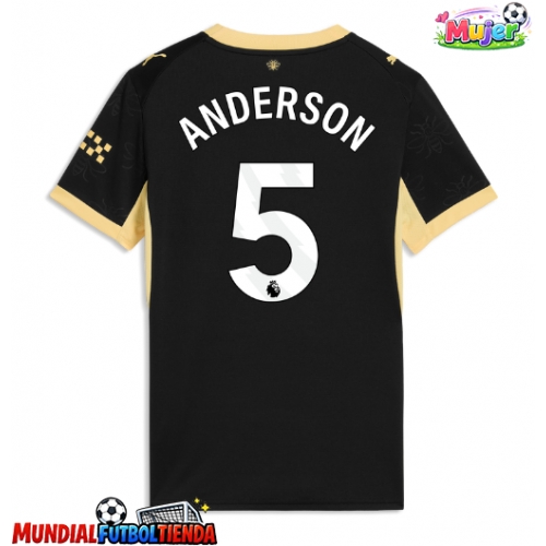 Camiseta Manchester City Elliot Anderson #5 Segunda Equipación Replica 2026-27 para mujer mangas cortas
